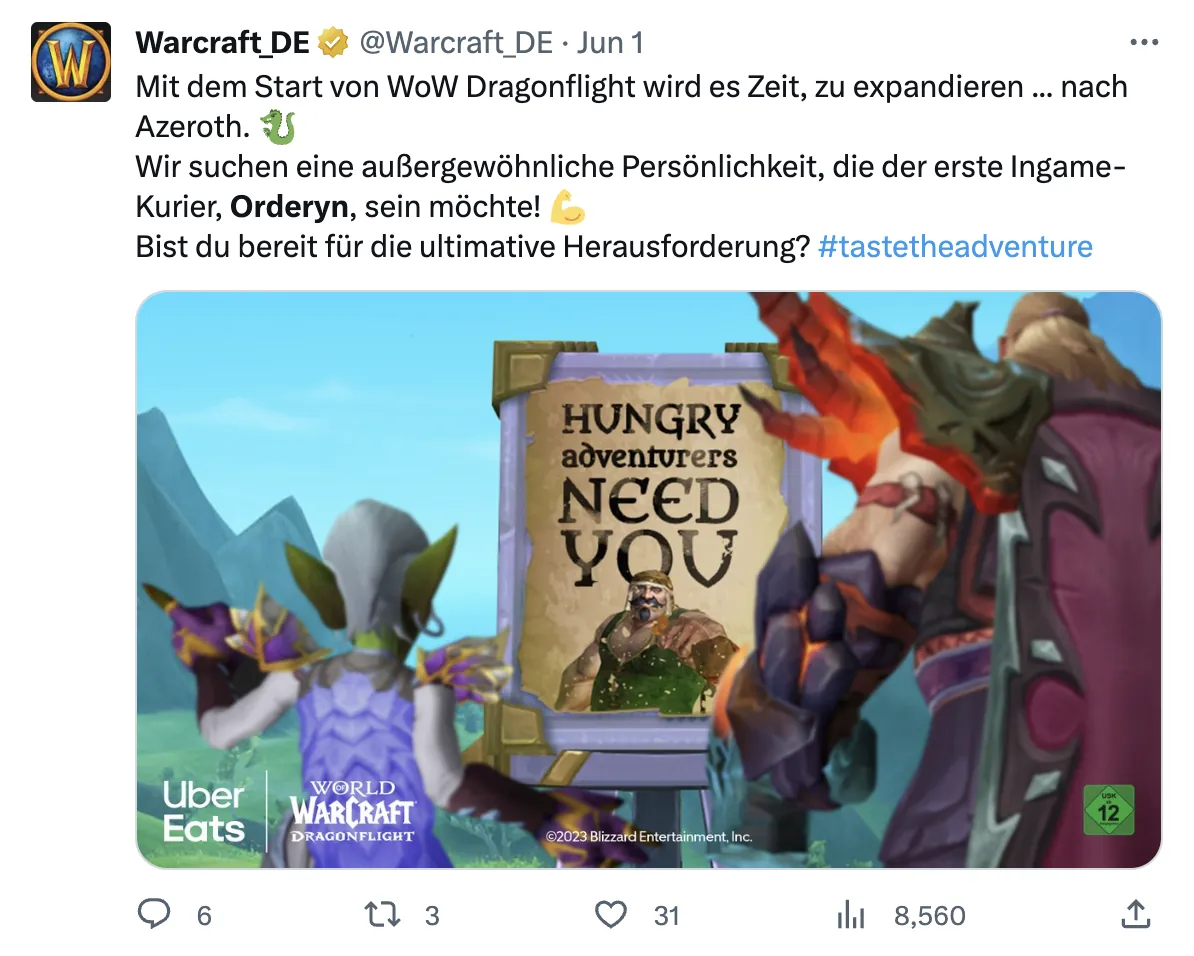 Uber Eats x World of Warcraft